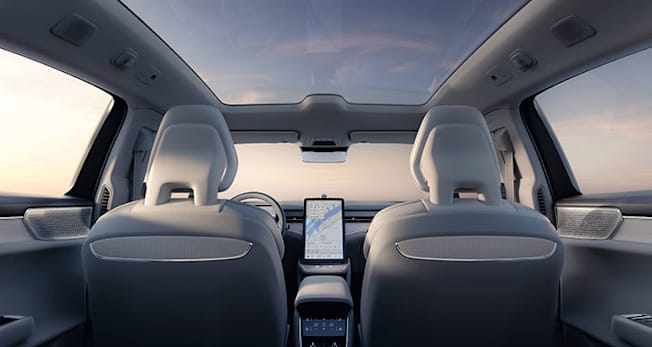 Volvo ES90 back seat looking forward