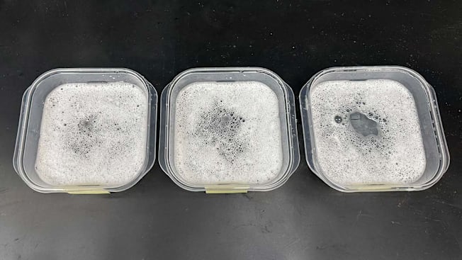 Three tubs of suds produced by Dawn dish soaps