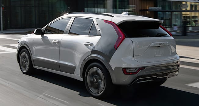 2025 Kia Niro EV rear, driving through city