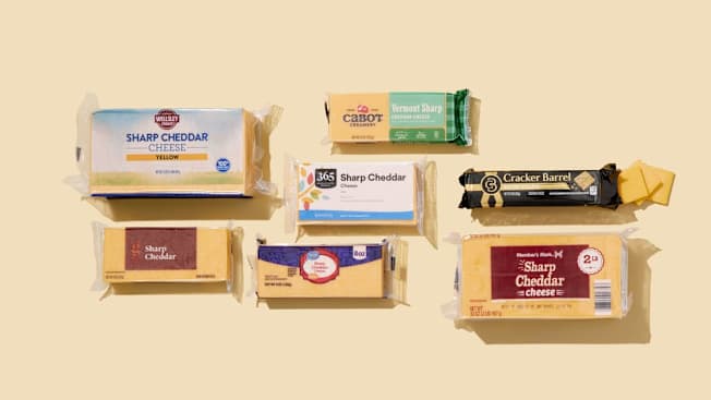 various sharp cheddar products from different brands