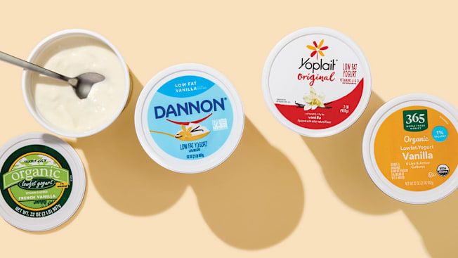various vanilla yogurt products from different brands