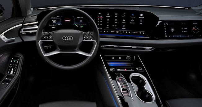 2026 Audi A6 interior showing dash-mounted screens
