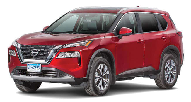 red 2025 Nissan Rogue on white background