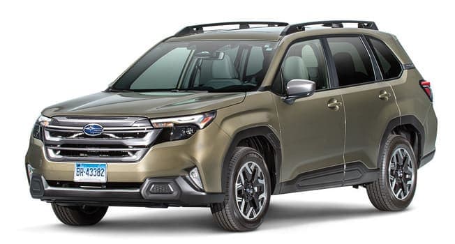 2025 Subaru Forester on a white background.