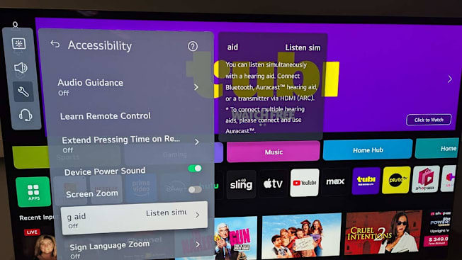 LG TV settings.