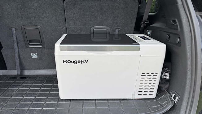 BougeRV cooler in a car trunk