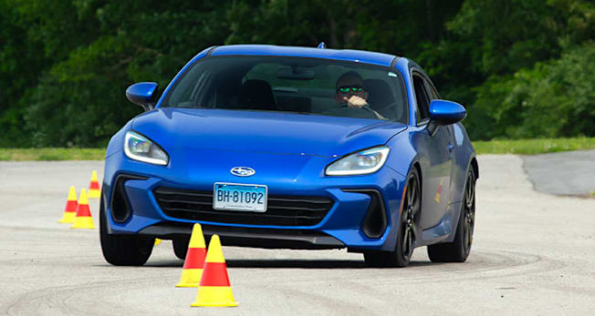 Subaru BRZ used for dry handling tire testing at CR's ATC.