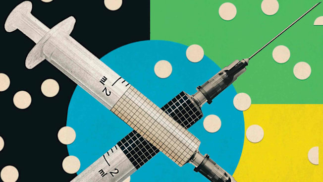 Photo Illustration showing two crossed syringes