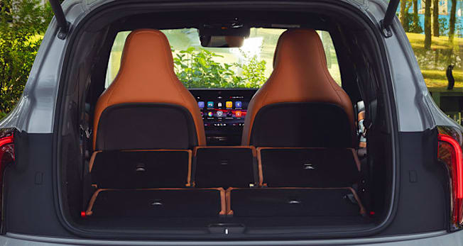 2027 Mercedes-Benz GLB cargo area with the back seats folded forward