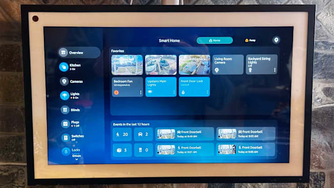 The Echo Show with the Smart Home home screen displayed.