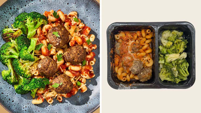 Cavatappi Meatballs Factor meal on website and in reality