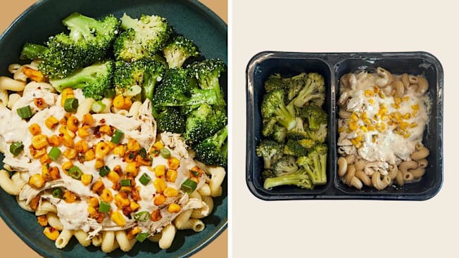 Cavatappi Corn Factor meal on website and in reality