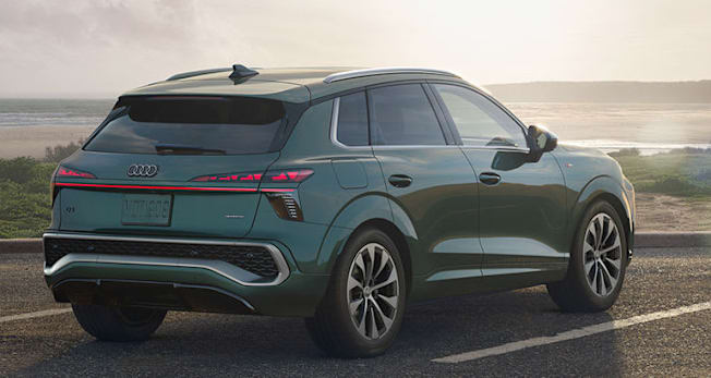 2026 Audi Q3 parked, rear, facing sunset