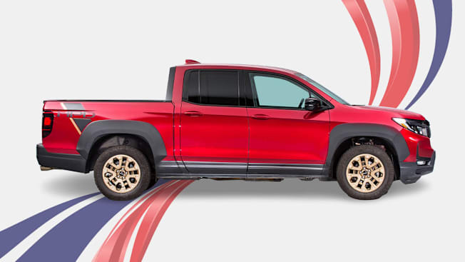 Car on red white and blue