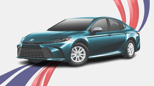 Car on red white and blue