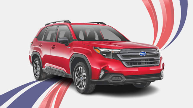 Car on red white and blue