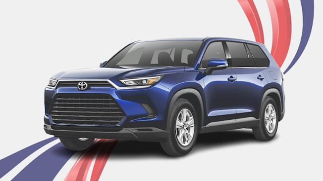 Car on red white and blue