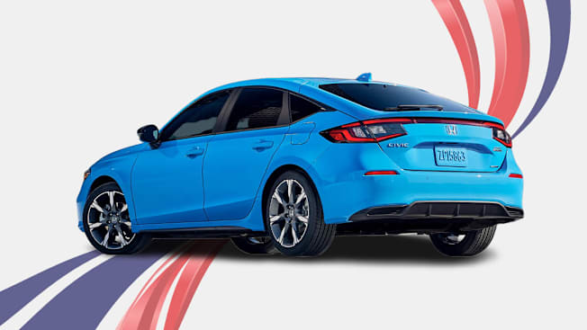 Car on red white and blue