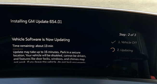 Installing over the air updates in a Cadillac Vistiq