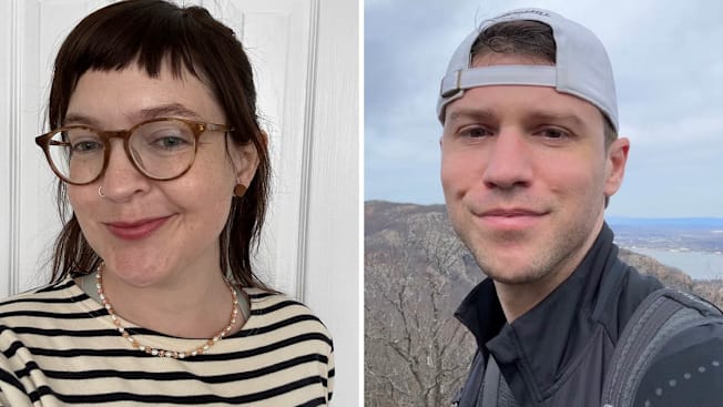split image of Angela Lashbrook and Justin Krajeski's headshots