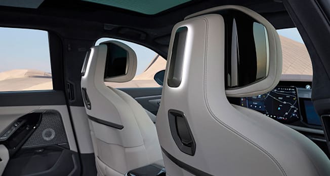 2027 BMW 7 Series front headrests as seen from the back seat