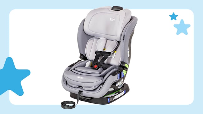 Britax Poplar Convertible Car Seat with light blue border and three graphic blue stars