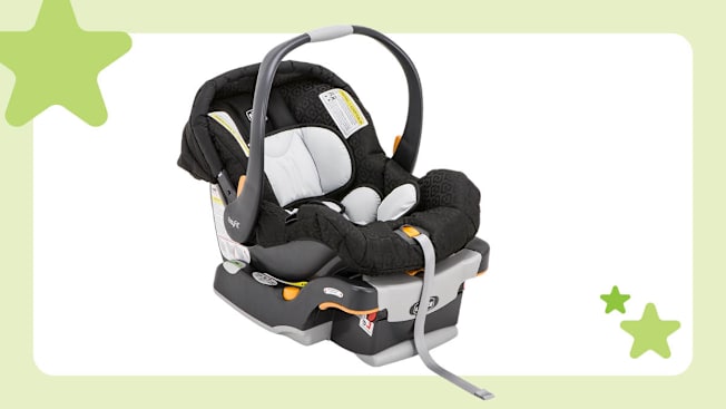Chicco KeyFit Infant Car Seat with light green border and three graphic green stars