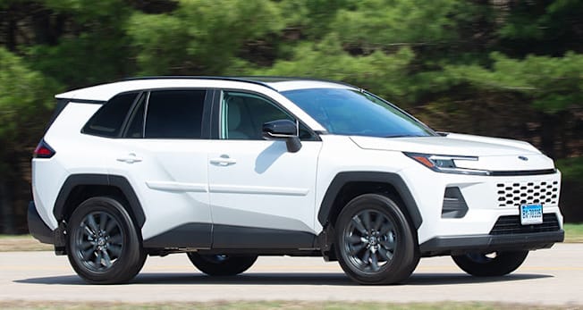 2026 Toyota RAV4 XLE driving at CR's Auto Test Center