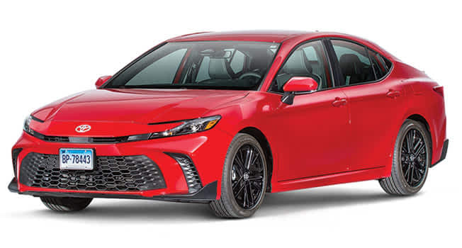 red 2026 Toyota Camry 3/4 facing left