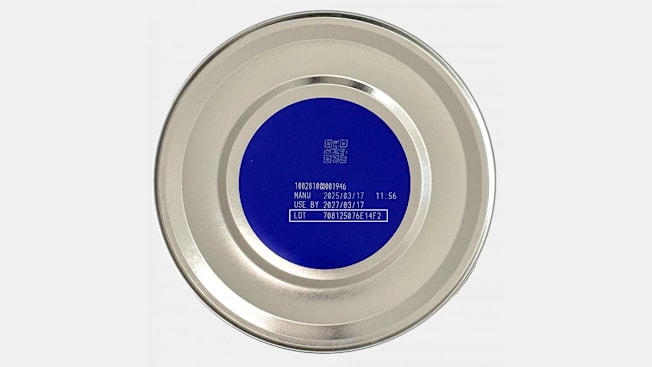 Detail of Nara Organics Whole Milk Infant Formula showing the lot number.