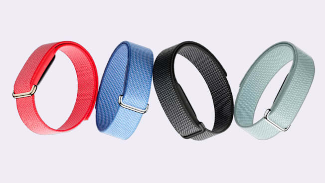 Various colors of the Google Fitbit Air bands.