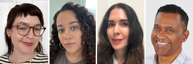 Angela Lashbrook, Jodhaira Rodriguez, Lisa Fogarty, José Amezquita headshots