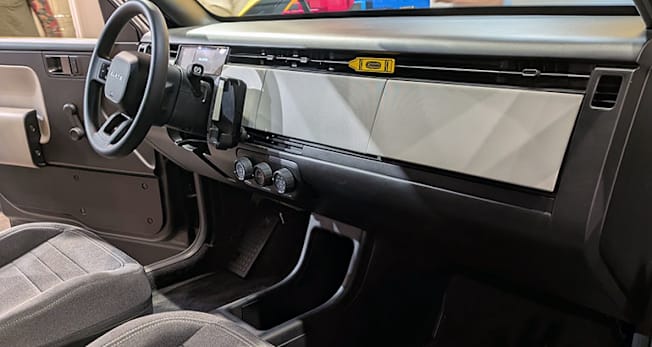 Slate electric pickup truck interior