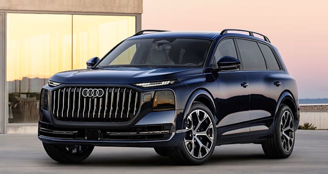2027 Audi Q9 front static at a house