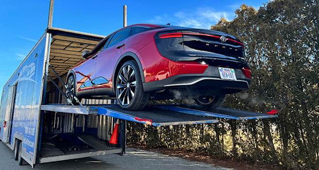 Toyota Crown shipped via car hauler.