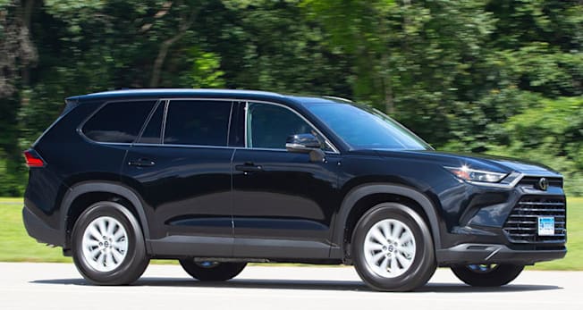 2024 Toyota Grand Highlander driving at CR's Auto Test Center