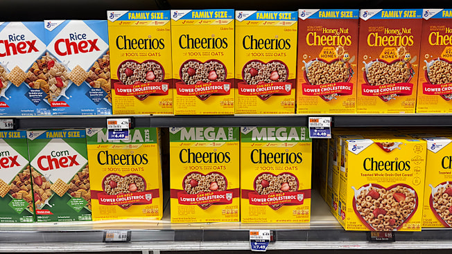 Cereal in grocery store aisle