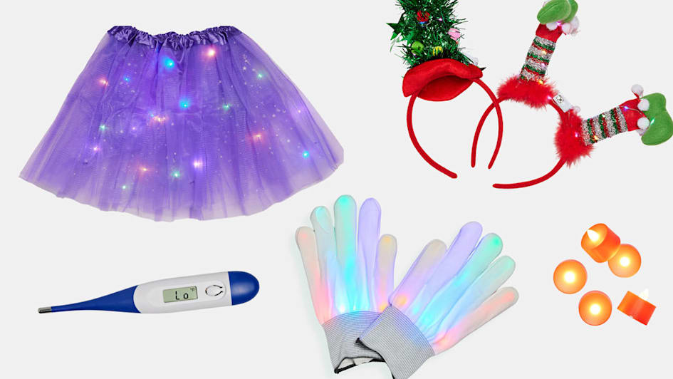 Lumabase Red Tealights, Cotruere LED Light Up Gloves, Zeyue LTD Light Up Tutu Skirt, Boncare Digital Thermometer, Elcoho US LED Christmas Headbands