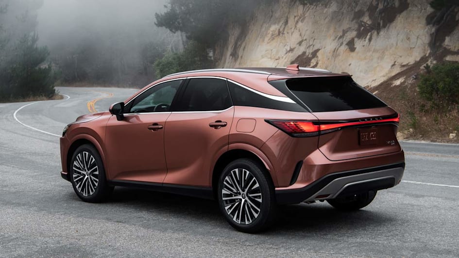 2026 Lexus RX in copper on mountain road with fog
