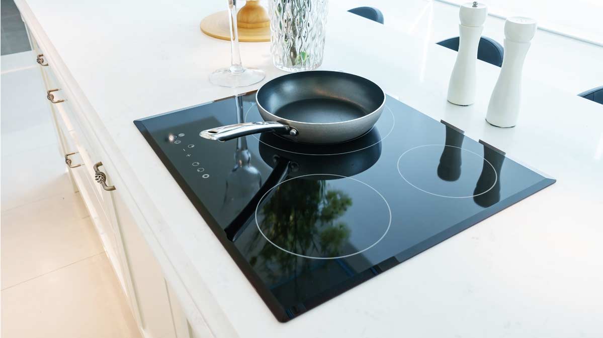 A pot on an induction cooktop