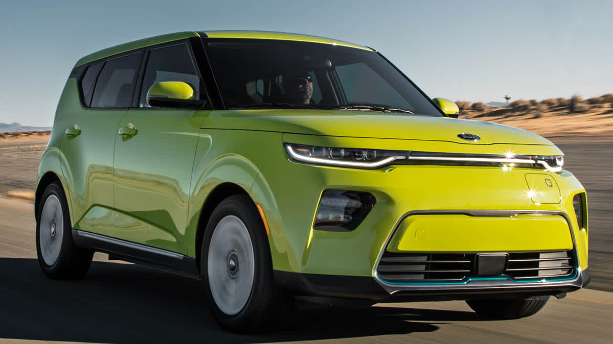 The 2020 Kia Soul EV, which is expected to be an affordable electric car.