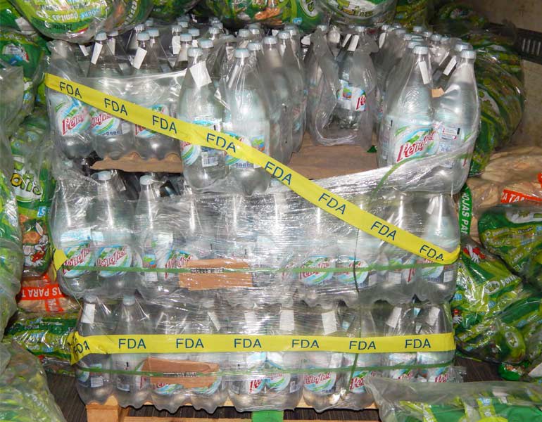 PeÃ±afiel bottled water seized in December 2014 by the Food and Drug Administration. 