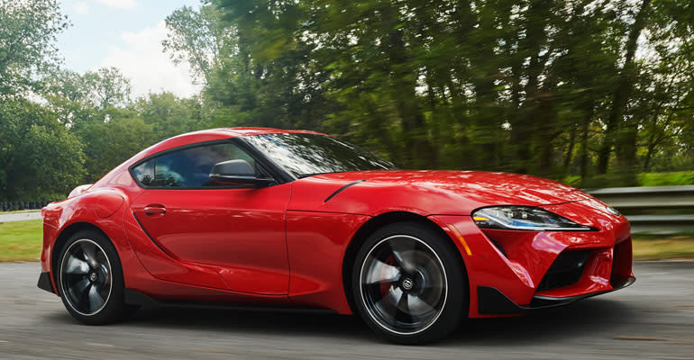 Cars Worth Waiting For, including the 2020 Toyota Supra, shown driving