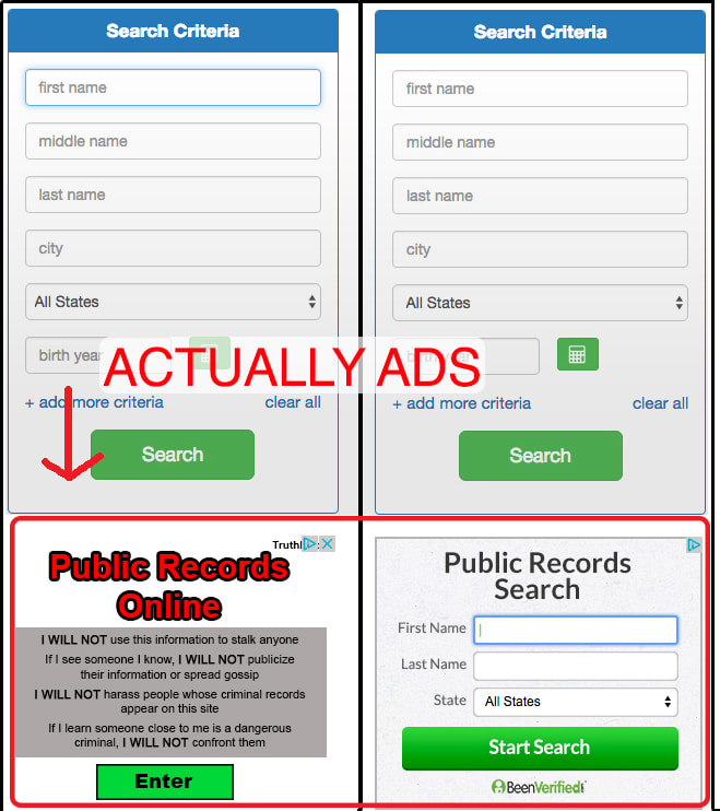 Two sample screenshots of the "edit search" box and the ads that show immediately underneath it.