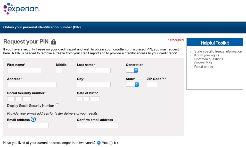 equifax security freeze fax number