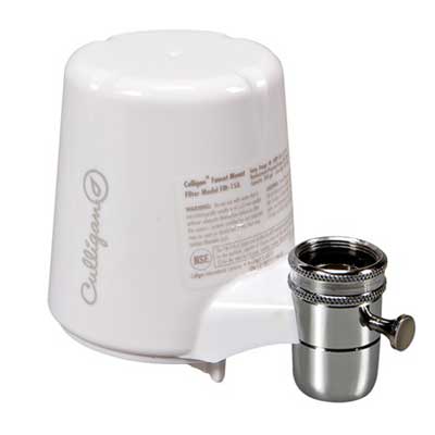Photo of a faucet-mounted water filter.