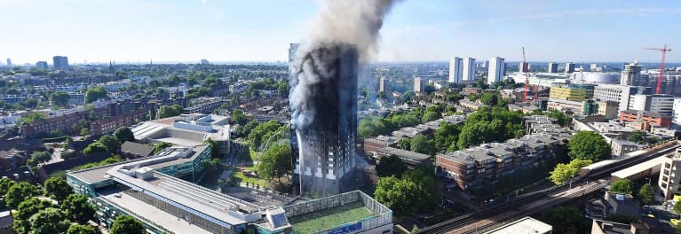 Grenfell Tower fire in London.