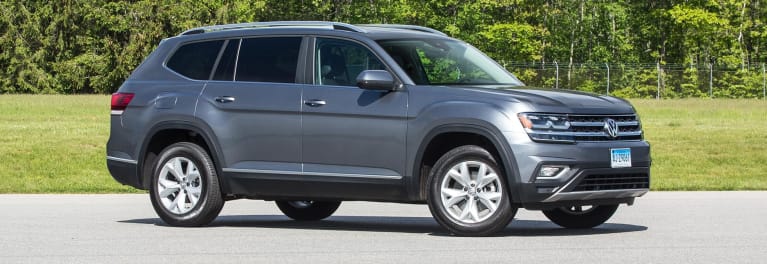 Front of 2018 Volkswagen Atlas three-row SUV.