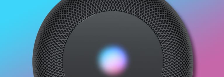 A top-down view of the Apple HomePod speaker.