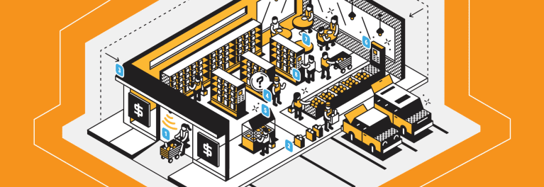Illustration of the supermarket of the future